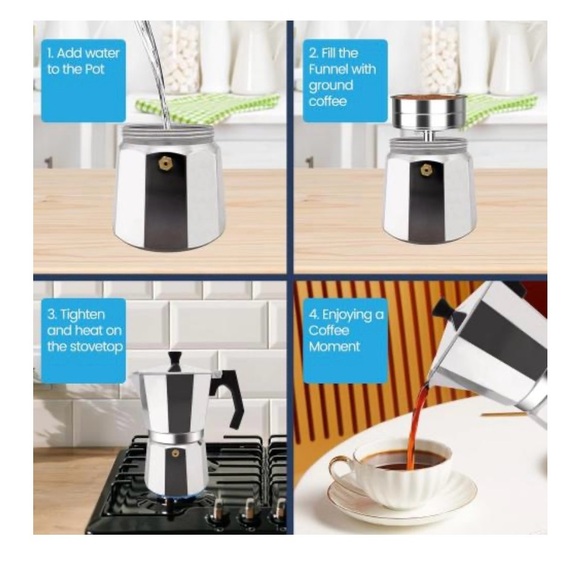 Silver Stovetop Espresso Maker - Picture 5 of 8